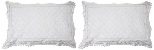 Portfolio Balmoral Broderie Anglaise Pillowcase Pair, Silver, 50x75cm