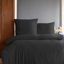 Komfortec Premium Bed Linen 240 x 220 cm with 2 Pillowcases 80 x 80 cm Brushed Microfibre - Black