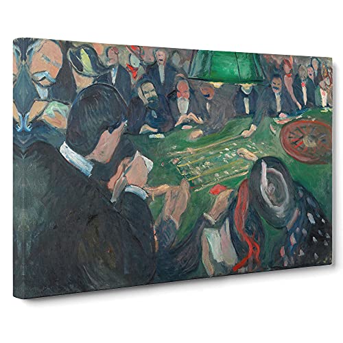 At The Roulette Table By Edvard Munch Canvas Print - Gallery Wrapped 30mm Frame Wall Art - 30x20 inches - Ready to Hang - Classic Picture - Living Room Bedroom Lounge Office
