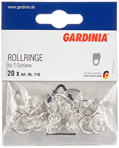 Gardinia 20 Pcs Metal Plastic Curtain Track T Track T Track Roller Rings Silver Clear