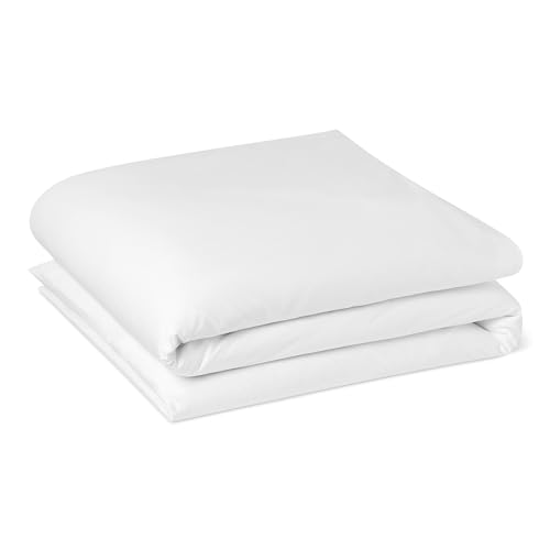 Amazon Basics Single Duvet Cover, 100% Cotton Sateen 400 Thread Count, Super Soft with Button Closure, 135 x 200 cm, White