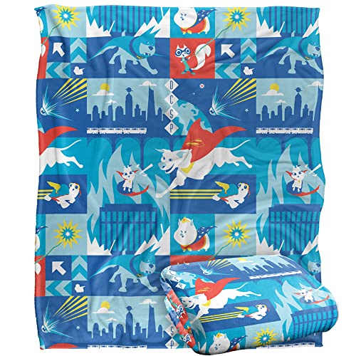 DC LEAGUE OF SUPER PETS Blanket, 152 x 127 cm Super Pets Action Panels Silky Touch Super Soft Throw Blanket