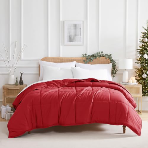 Southshore Fine Living, Inc. California King Size Comforter, Pet Hair Resistant Bedding Comforters, Oversized Down-Alternative Red Comforter, King Size Bedding for Vacation Homes, Chili Pepper