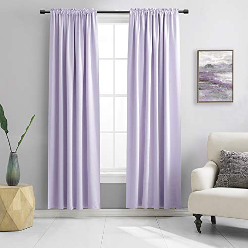 DONREN 84 Inch Long, 2 Panels, Lavender Purple Curtains Sliding Curtain Opaque for Bedroom - Room Darkening Rod Pocket, Heat Insulated Curtains for Living Room, 52W x 84L