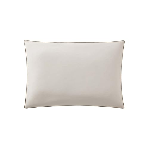 Two-tone Cotton Pillowcase, Bons Jours, Beige, 50 x 70 cm, Essix