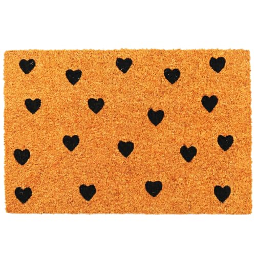 Relaxdays Coconut Doormat 60x40, Heart-shaped Doormat, multicoloured