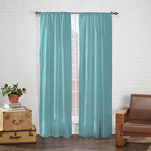 Eclipse Cadenza Microfiber Rod Pocket Panel Pair, Light Filtering Window Curtains, 54 in long x 40 in wide, (2 Panels), Aegean