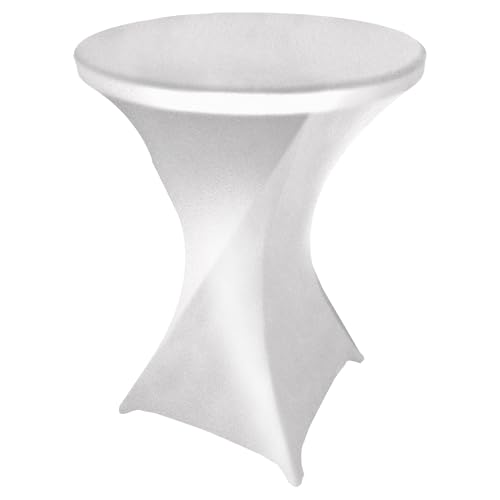 Goldstream Point Metallic Silver 32 Inch Round x 43 Inch Tall Spandex Cocktail Tablecloth Folding Cover Stretch