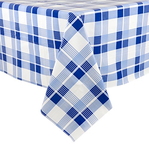 Micro-Pro Blue Check Wipe Clean PVC Vinyl Tablecloth Table Cover Protector 140x240cm