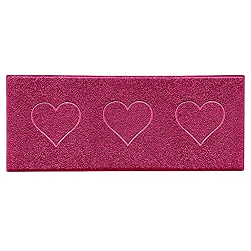 Nicoman Heart Shape Embossed Entrance Door Mat Non Slip Dirt Trapper PVC Spaghetti Mat with Rubber Base, Jet Washable Quick Drying Doormat Watertight Indoor or Outdoor - (Runner, Pink, 150 x 60cm)