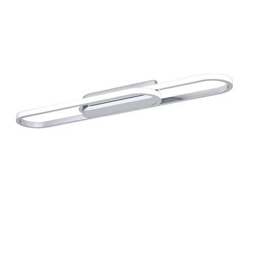 Eglo LED Oval Ceiling Light Fixture Conivarena, Living Room lamp, Metal Flush Mount Lighting in Chrome Look, Warm to Cool White, 69 cm