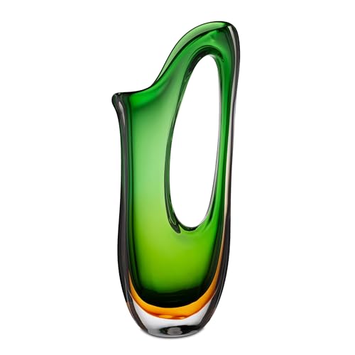 RITUALI Domestici - LALIRA Green Vase, 17x7.5x41h cm, Glass Collection