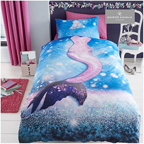 Gaveno Cavailia Kids Panel Duvet Set Mermaid Single Children Character Bedding 2 Piece Printed Reversible Bedlinen Easy Care Bedset 1 Quilt Cover and 1 Matching Pillow Case