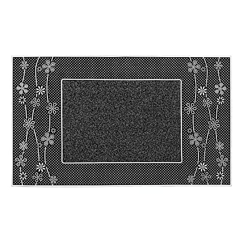 JVL Daisy PVC Pin Scraper Doormat, 45x75cm, Silver