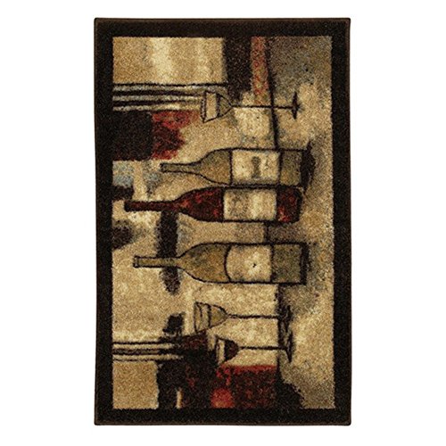 "Mohawk Home Kitchen Rug, Synthetic, Wine and Glasses, 3'10"" x 2'6"" (Set)"