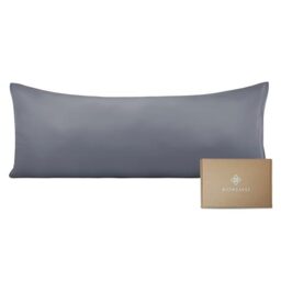 "BIOWEAVES 100% Organic Cotton Body Pillow Cover for Body Pillowcases 300 Thread Count Soft Sateen Weave GOTS Certified with Zipped Closure - 21"" x 54"", Gray"