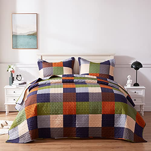 SunStyle Home Twin Quilt Bedding Set,Lightweight Summer Bedspreads,Patchwork