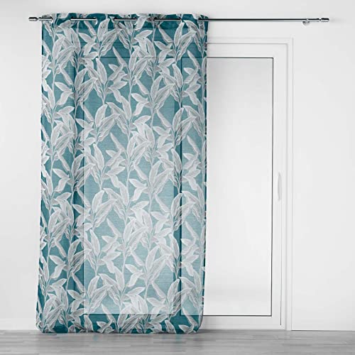 Douceur d'Intérieur, Eyelet Curtain 140 x 240 cm Blue Sandblasted Voile Printed Isibelle