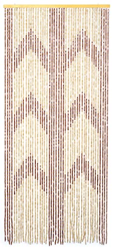 "FlavorThings Natural Bamboo Wood Beaded Curtain for Doorway Room Divider 45 Strands 36"" x 79""???Bamboo and Wooden Doorway Beads-Boho Bohemian Curtain???Chevron (Beige/Coffee)"