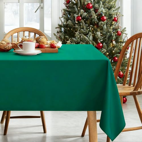 DWCN Square Tablecloth - 54 x 54 Inch - Waterproof Stain and Wrinkle Resistant Washable Table Cloth, Decorative Fabric Table Cover for Kitchen Dining Room Party and Outdoor Use, Emerald Green