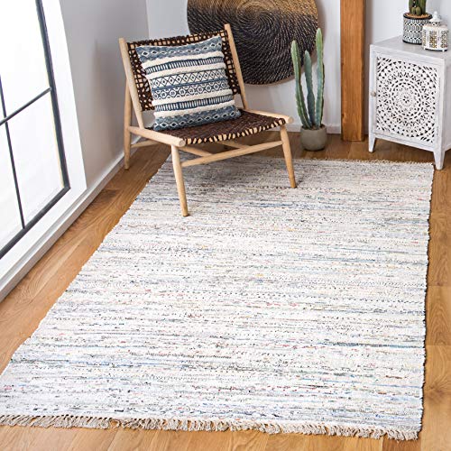 Safavieh Modern Indoor Flatweave Rectangle Area Rug, Rag Rug Collection, RAR121, in White / Multi, 152 X 244 cm for Living Room, Bedroom or Any Indoor Space