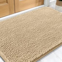 OLANLY - Dog Door Mat 30x20 Beige Moisture and Dirt Absorbing Non-Slip Washable Chenille Dog Door Mat Quick Dry
