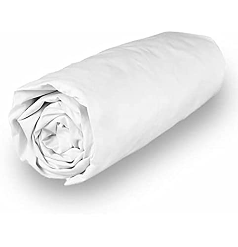 Soleil d'ocre Percale Fitted Sheet, Cotton, White, 90 x 190 cm