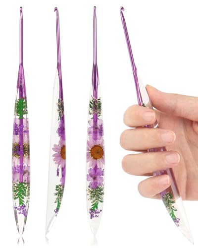 Coopay Crochet Hooks, 3mm Ergonomic Crochet Hook with Floral Plastic Grips - Long Crochet Needles for Crocheting,Stylish and Unique, Ideal for Crocheting Blankets, Dolls, Shawls, Hats, Scarves (D-3.0mm)