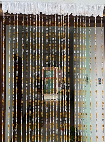 ZiDeTang Acrylic Beaded Door Curtain Décor Tassel Room Divider Curtain for Doorway (Orange, 100cm by 195cm)
