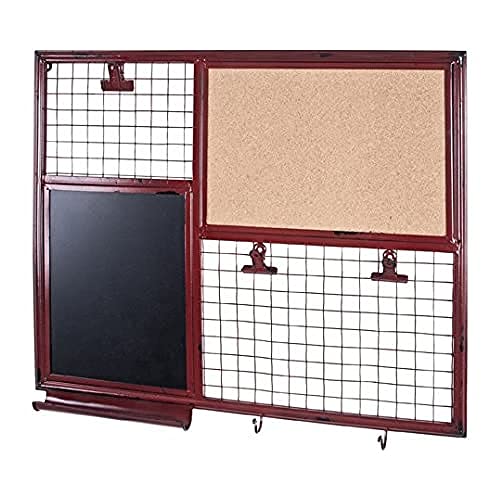 HAKU Memoboard Red, Cork, Metal - Dim.: W 65 cm X H 57 cm X D 6 cm, Style: Industrial