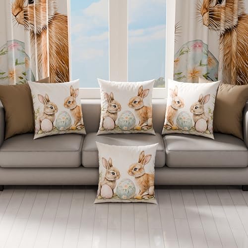 PETTI Artigiani Italiani - Set of 2 Easter Cushion Covers 50x50 cm in Microfibre, Easter Decorative Cushions for Bedroom, Sofa and Living Room, 2 Decorative Pillow Covers, 100% Made in Italy