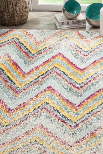 Safavieh Boho Chic Indoor Woven Rectangle Area Rug, Monaco Collection, MNC220, in Multi, 201 X 279 cm for Living Room, Bedroom or Any Indoor Space