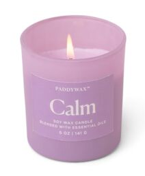 Paddywax Scented Candles Wellness Collection Frosted Glass Candle Fragranced with 100% Essential Oils, 141g, Lavender - Calm
