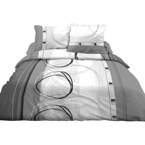 Le linge de Jules Freewheel 240x260 Duvet Cover and 2 Pillowcases 100% Cotton 57 Thread Count Light Grey