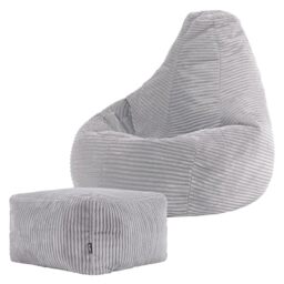icon Dalton Kids Cord Bean Bag & Footstool with Filling Included, Grey