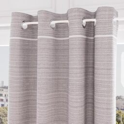 Soleil d'ocre, Curtain with Eyelets Recycled Cotton 135 x 300 cm Stone Grey