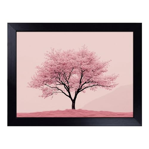 Lap Tray with Bean Bag Cushion, Cherry Blossom Tree - Handmade in the UK, Raised Wooden Edge, Padded Cushion, Heat-Resistant Wipe-Clean Surface, for Meals, Laptops and Crafts