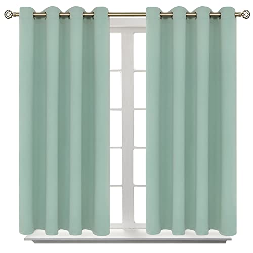 BGment Blackout Curtains - Grommet Thermal Insulated Room Darkening Bedroom and Living Room Curtains, Set of 2 Panels (52 x 45 Inch, Frosty Green)