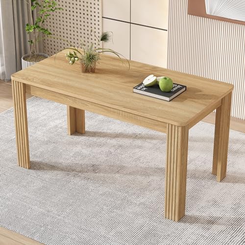 Ball & Cast Modern Kitchen Dining Table for 4-6, 4-Seater Rectangular Dining-Room Tables, Compact Wood Breakfast-Table for Kitchen-Room Office Apartment, Home & Café Furniture, Natural