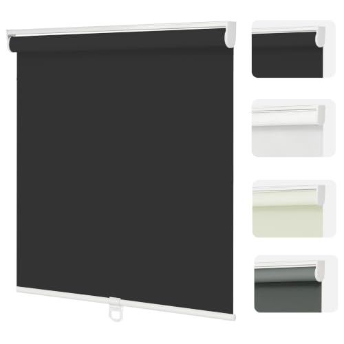 "Changshade Blackout Roller Shades Cordless for Windows,100% Room Darkening Window Blinds for Bedroom,Thermal Insulated UV Protection,Easy Install Pull Down Shades for Home,34.5"" w x 72"" h,Black"
