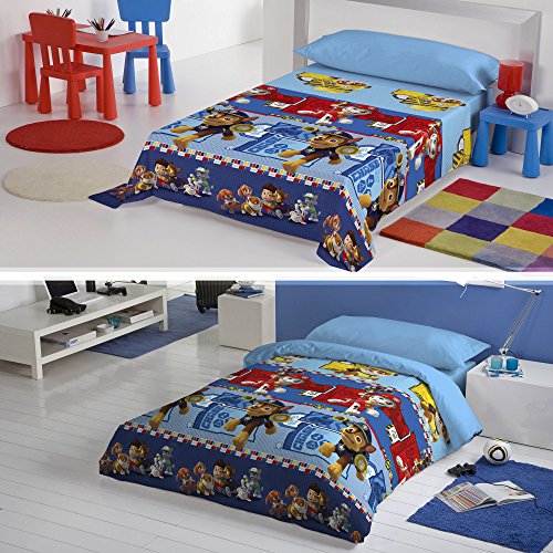 Paw Patrol Bed Sheet Set and Duvet Cover for 90 cm Beds, Multi-Colour