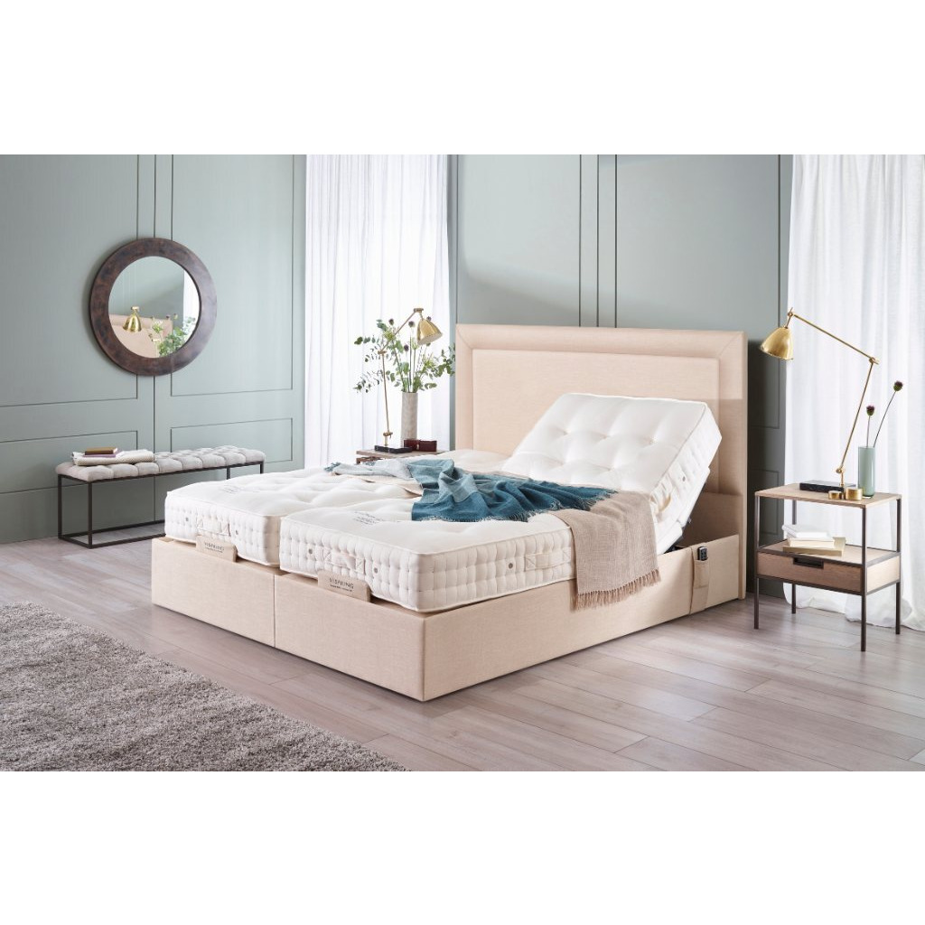 Vispring Sapphire II Adjustable Recliner De Luxe Mattress with Arcadia Headboard - Long Single 90 x 200cm - 3ft - No Drawers - No Fabric Charge