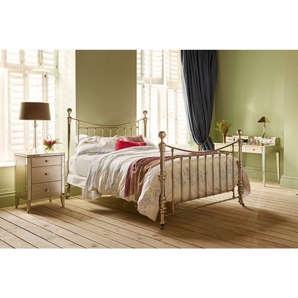 Austen Bed - Small Super King 167 x 200cm - 5ft 6inches - OBC Slatted Base - Polished Nickel