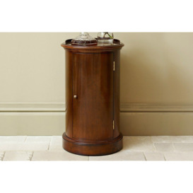 Eclectic Drum Bedside Cabinet - Aged Mahogany - Left Hand Hinge