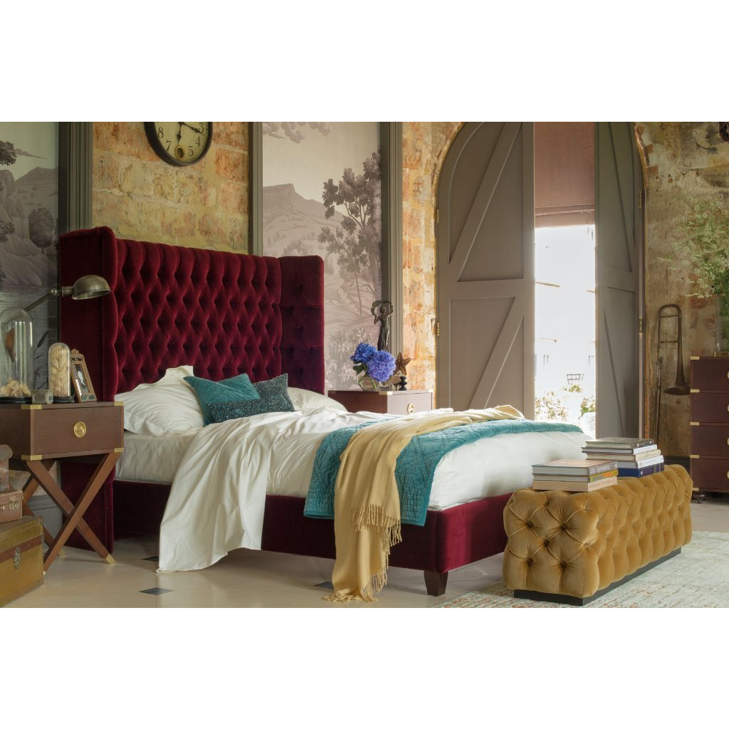 Emilia Wing Upholstered Bed - Emperor 202 x 200cm - 6ft 6inches - ASTB Slatted Base