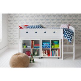 Cubix Childrens Mid Sleeper With Two Storage Bookcases - Pure White