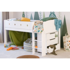 Cubix Childrens Mid Sleeper With Chest Of Drawers - Pure White