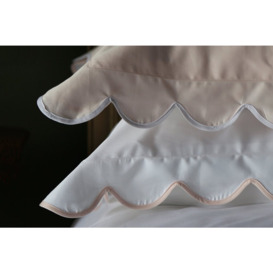 Scallop Oxford Pillowcase Pair - Standard 50cm x 75cm - White - Blush Pink