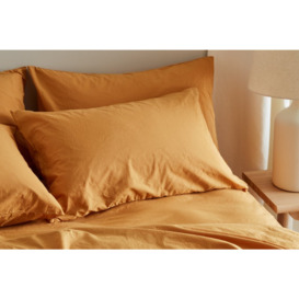 Bedfolk Relaxed Cotton Pillowcase Pair - Large 50cm x 90cm - Ochre