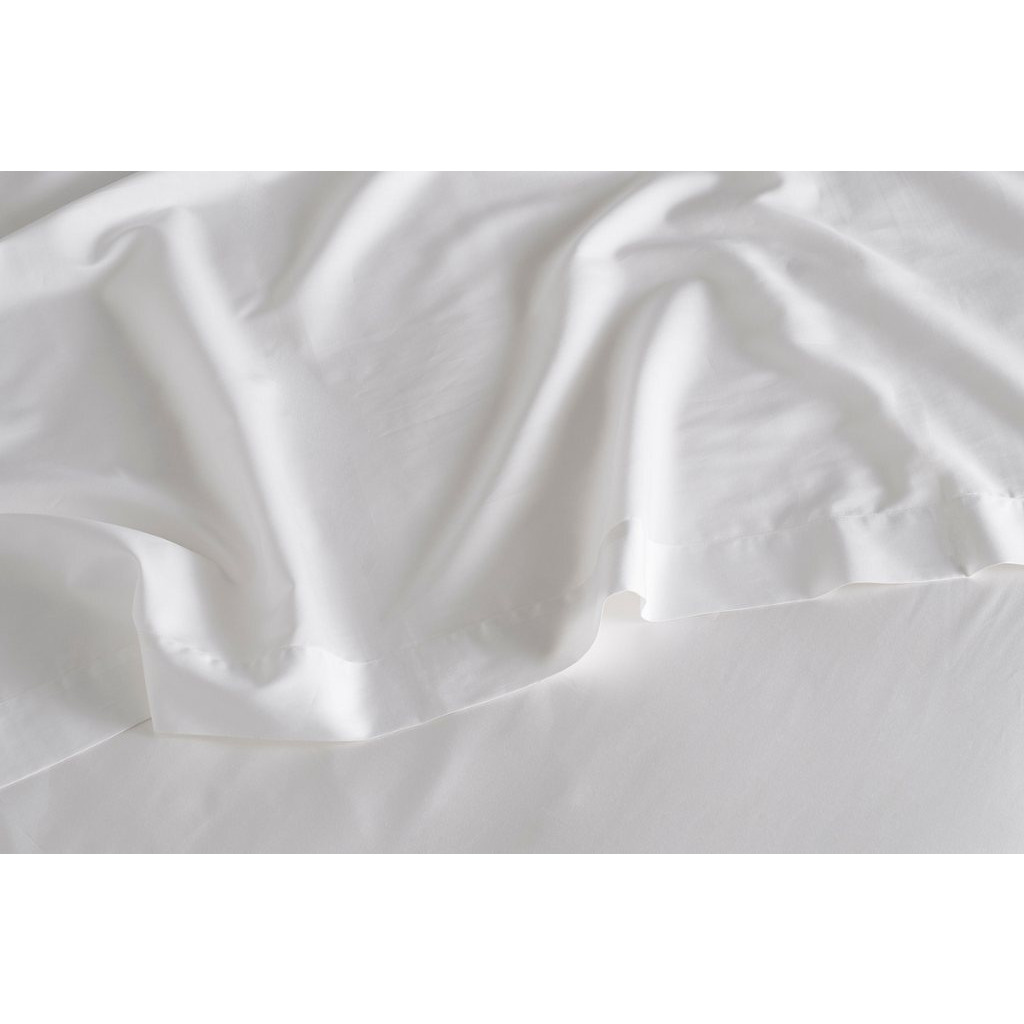 Bedfolk Luxe Cotton Flat Sheet - King 275 x 275cm - 5ft - Snow